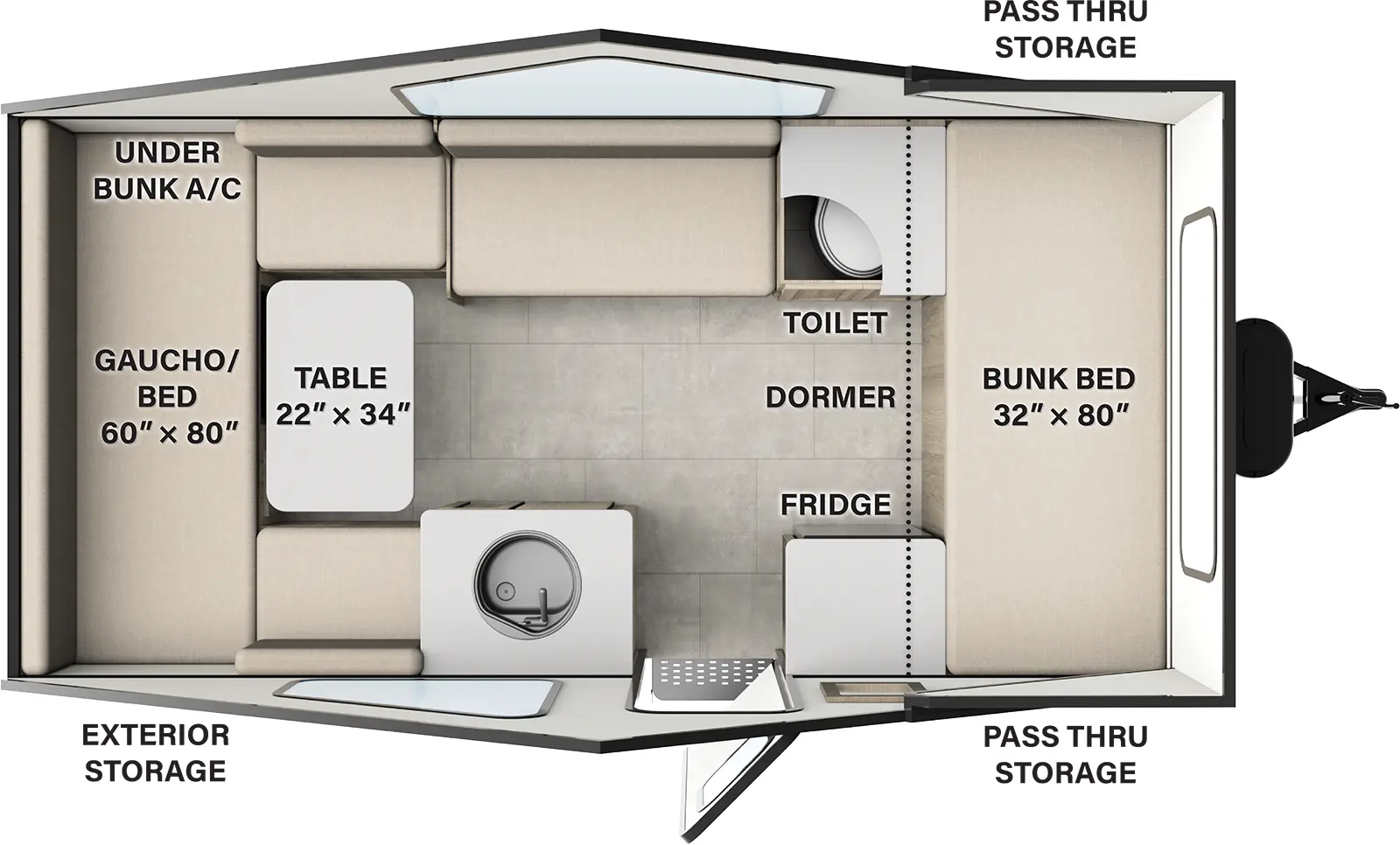 Rockwood Hardside Pop Up Campers A216HS Floorplan